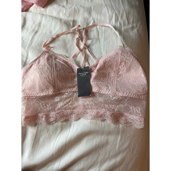 Abercrombie & Fitch Other - Abercrombie & Fitch Pink Lace Bralette Longline Strappy Racerback NWT Large